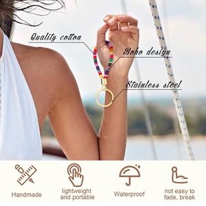 Woven Loop Keychain Wristlet - Multicolor Fabric with Gold Rings / Bundle Item 👀